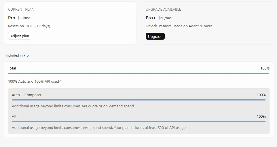 Cursor Spending tab
