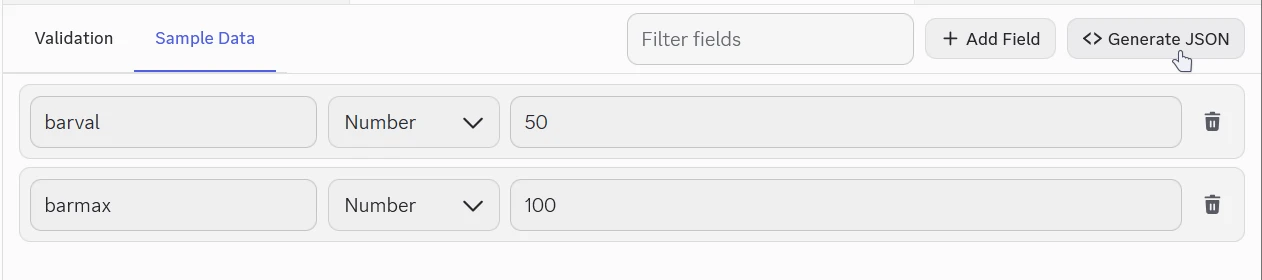 Generate JSON button