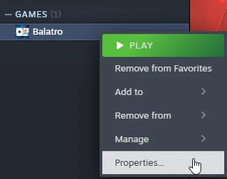 Open game properties