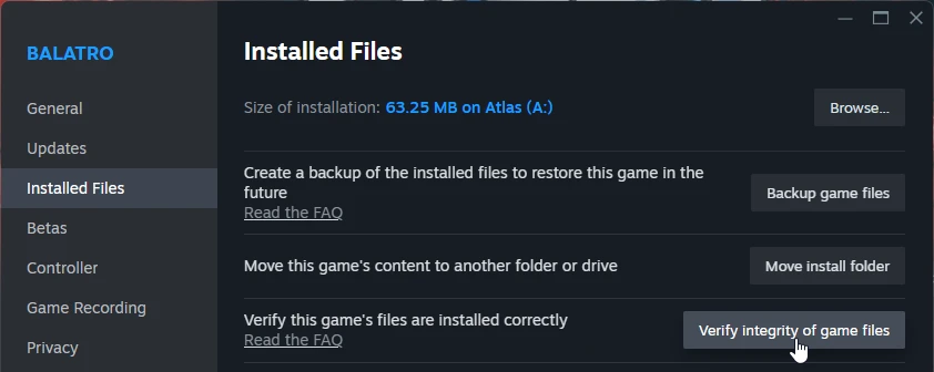 Verify game files