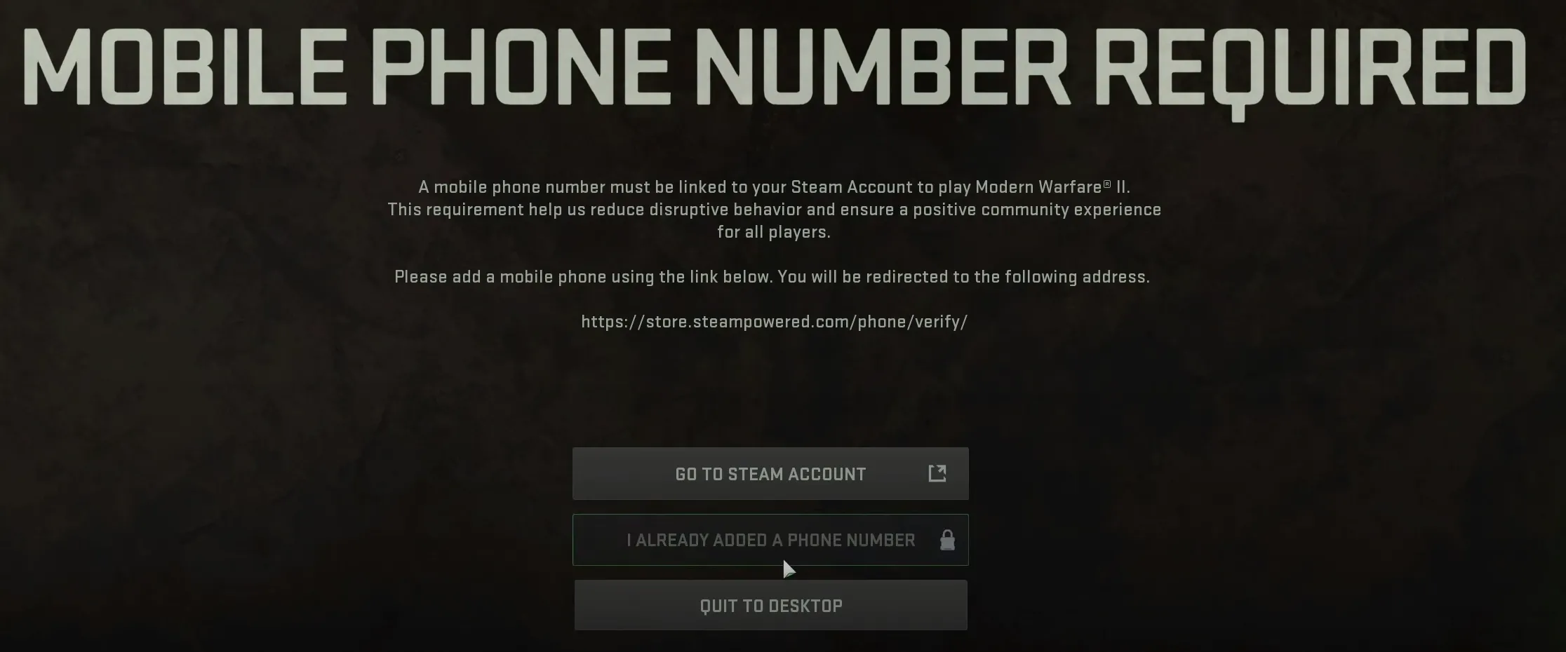 Phone number required