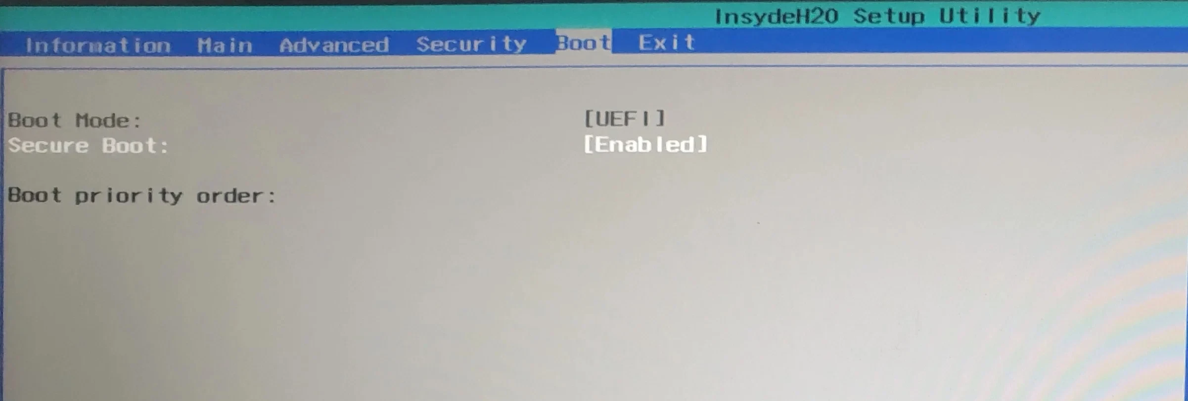 Boot Settings page