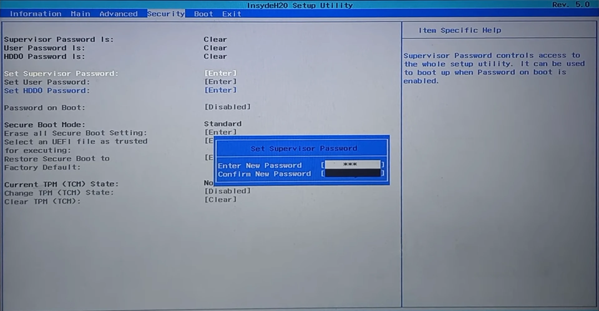Settings tab