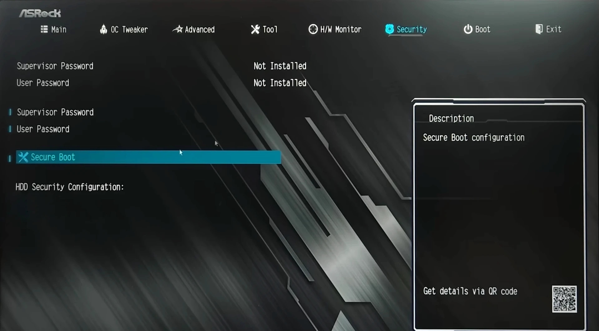 Security tab
