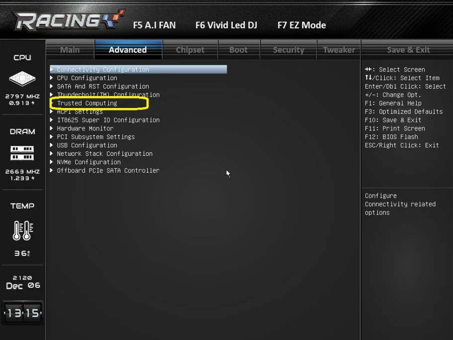 Advanced Settings tab