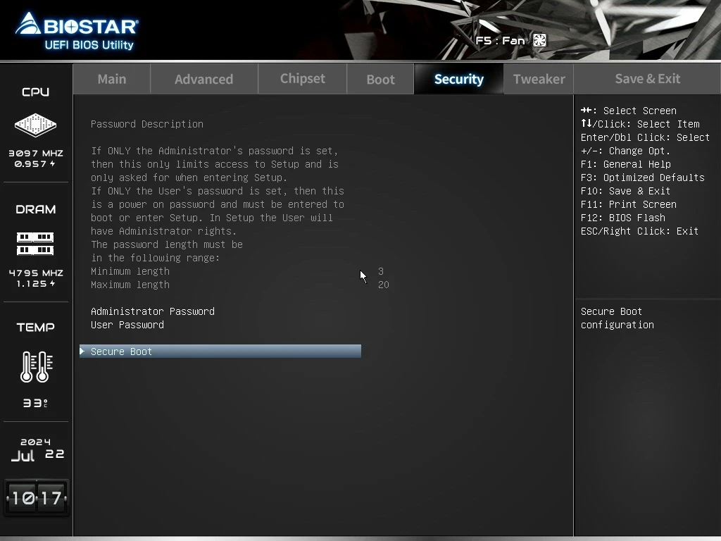 Security tab