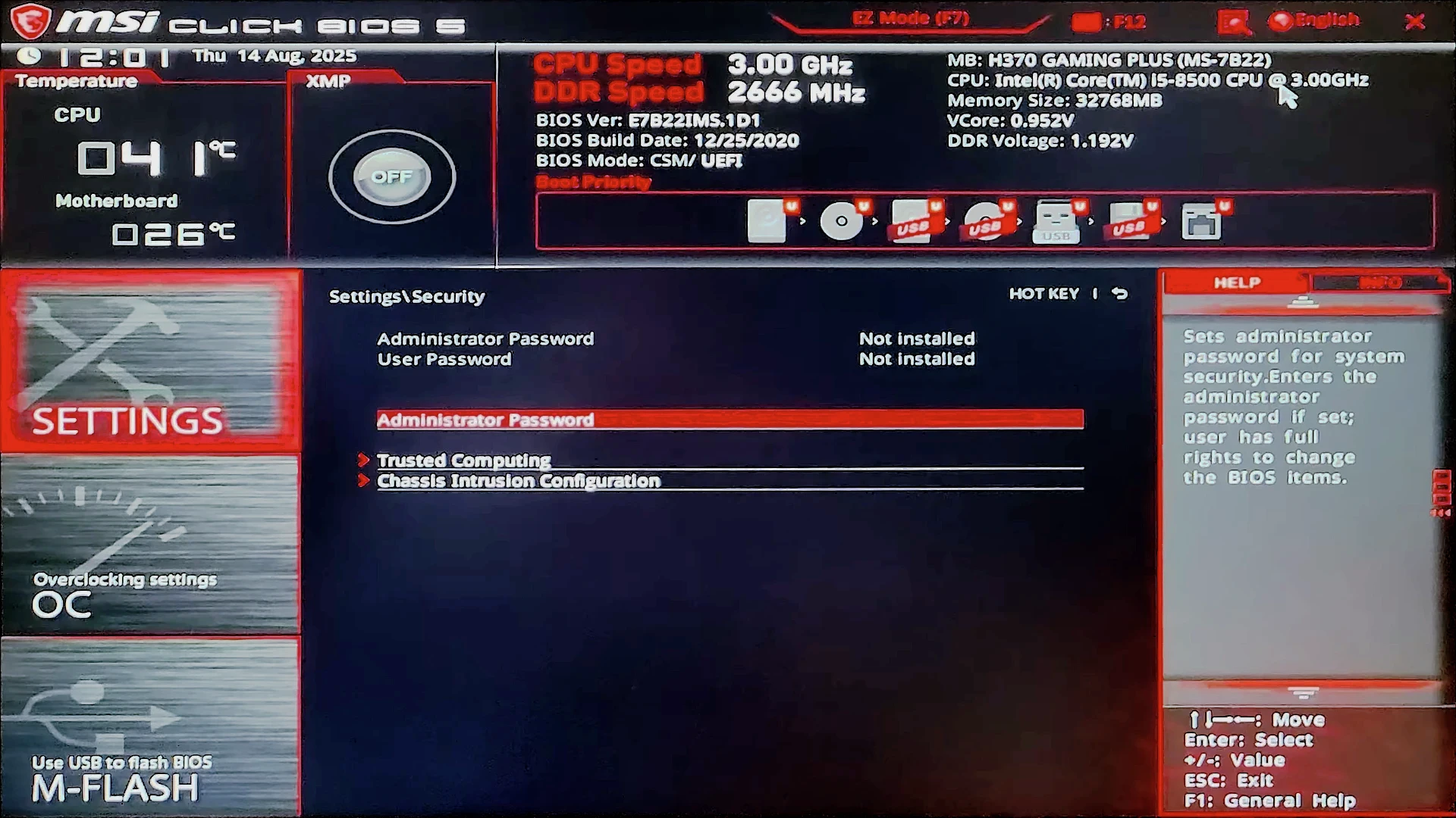 Security tab