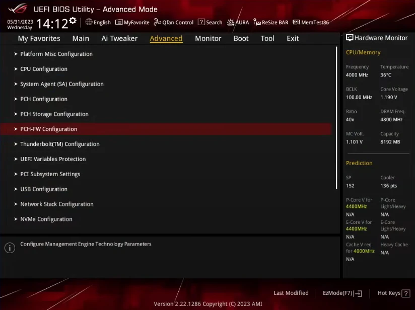 Advanced tab