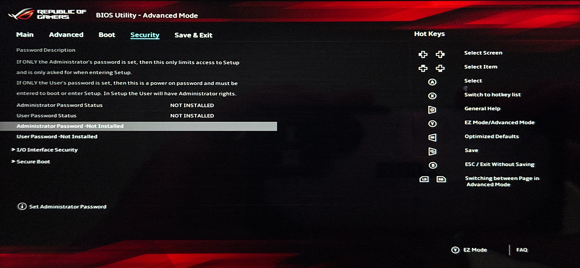 Security tab