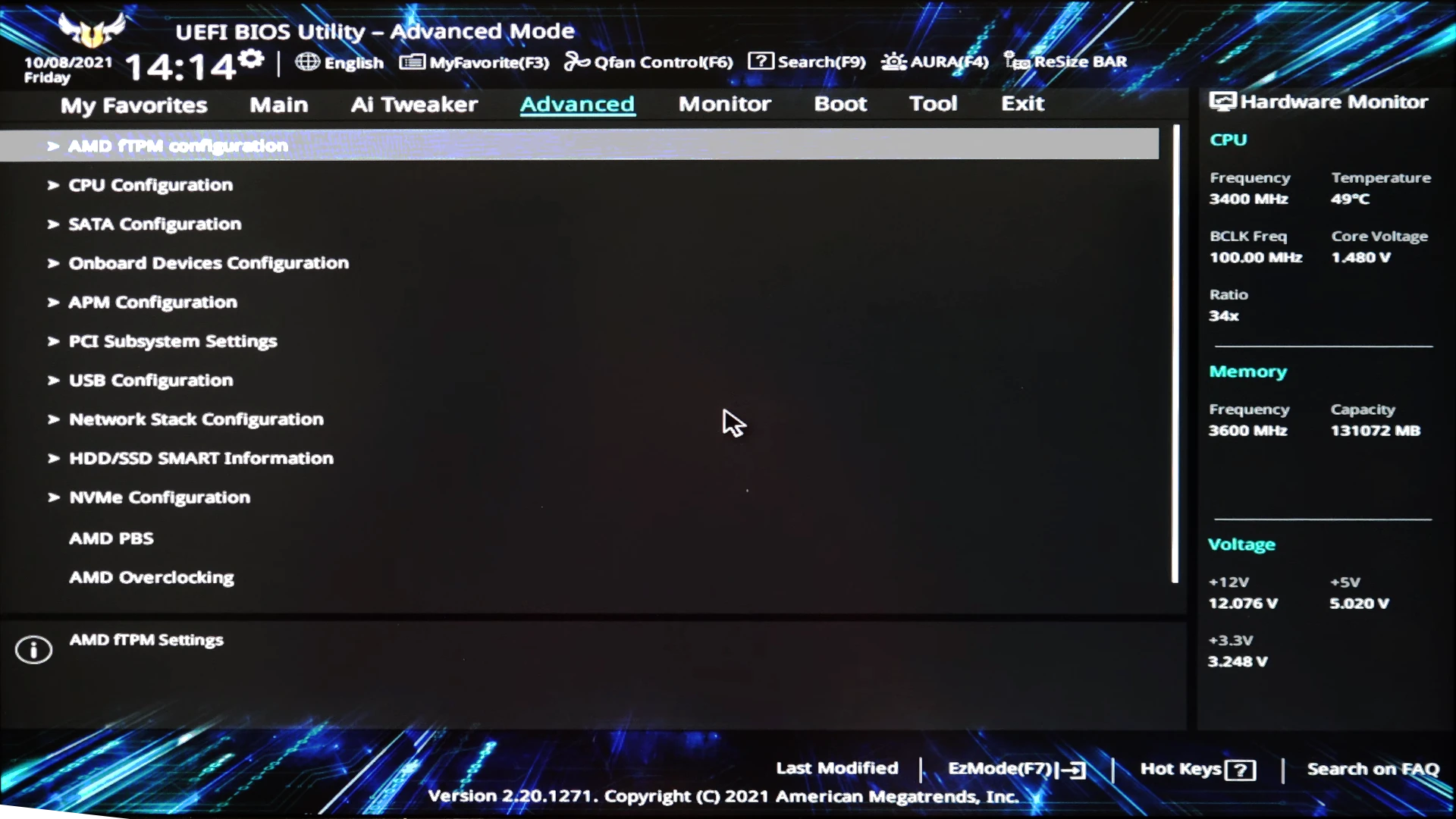 Advanced tab