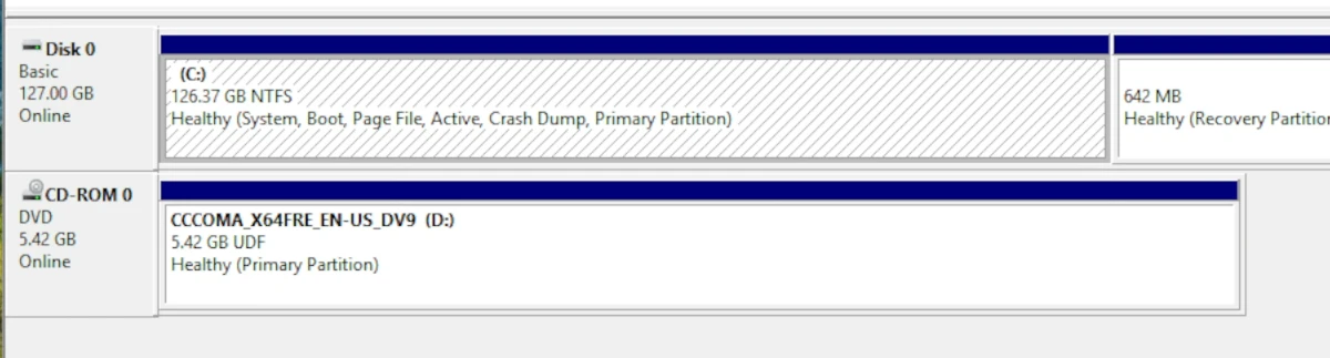 Disk 0 selected