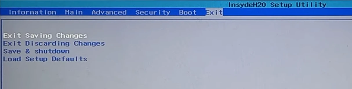 Save & Exit tab