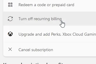 Disable recurring billing