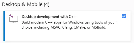 Select Desktop development with C++