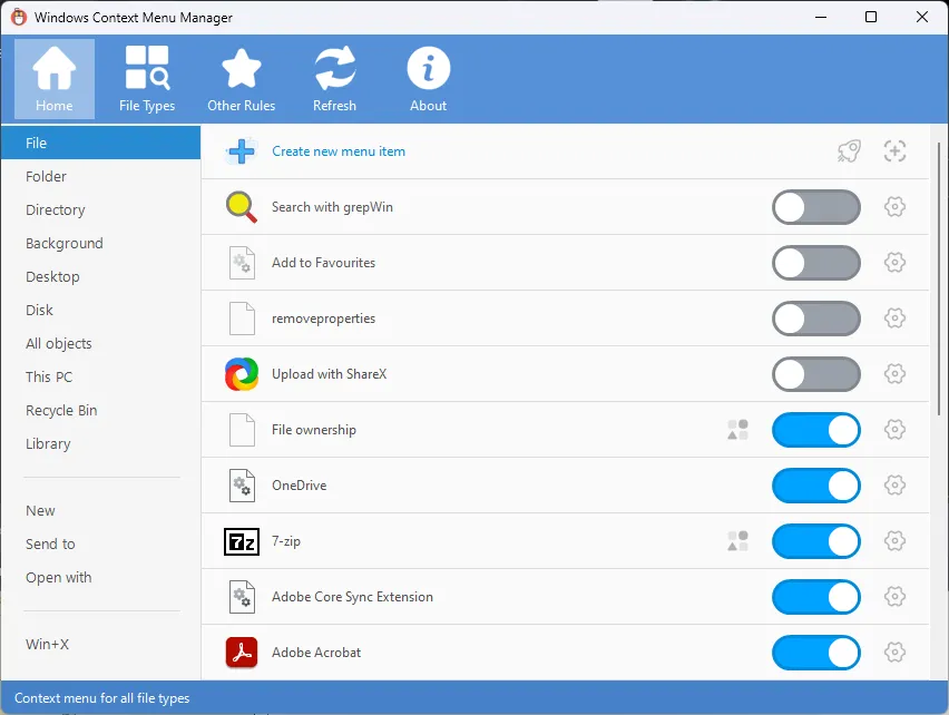 Screenshot of software