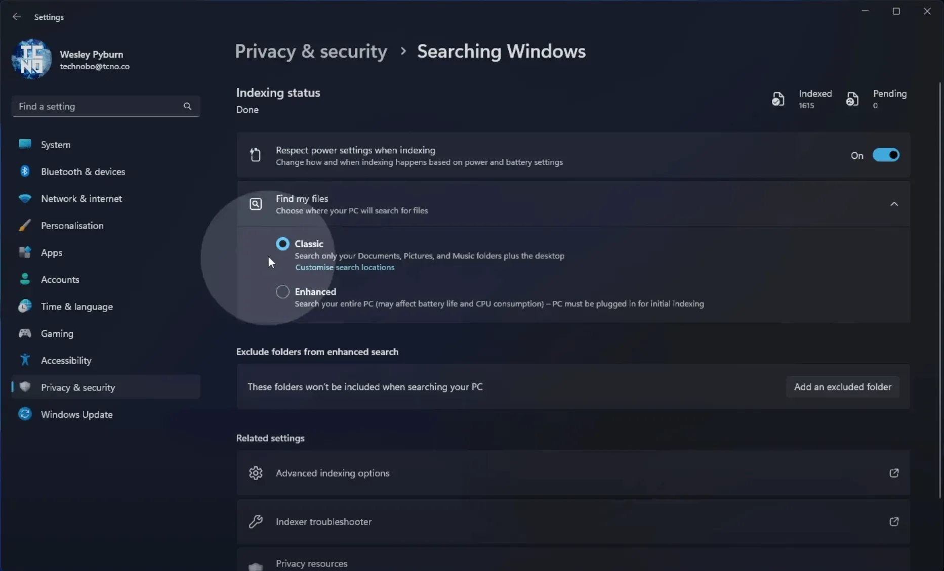 Start Settings