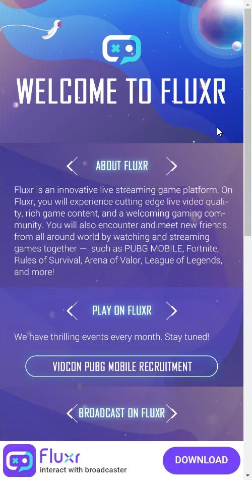 Fluxr ad on Liveme.com